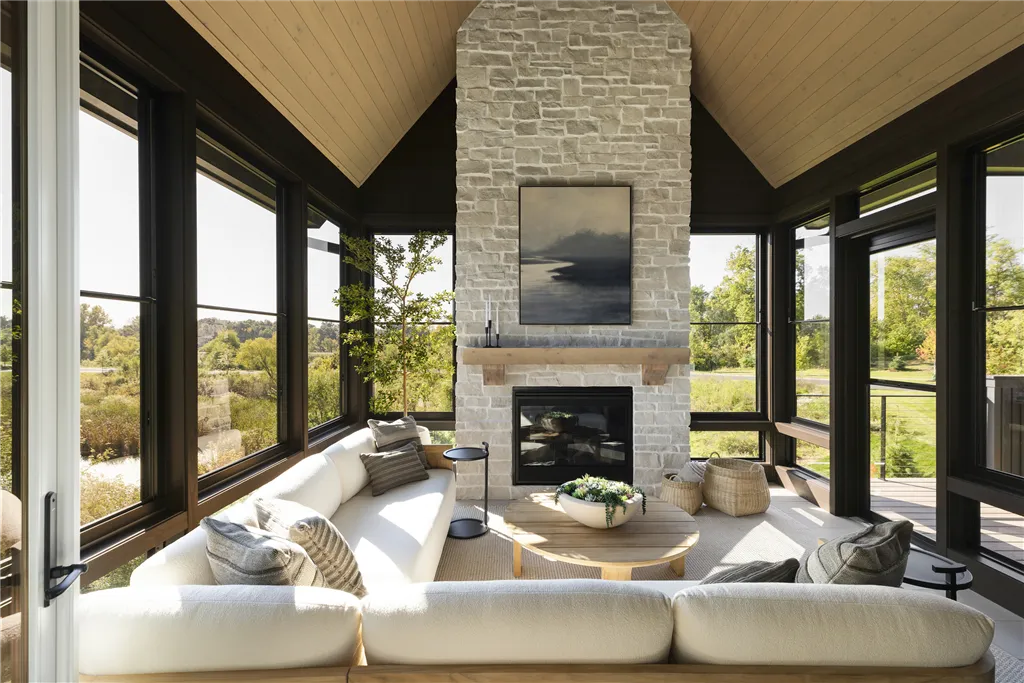 Luxurious contemporary family room with minimalist design and modern furniture.