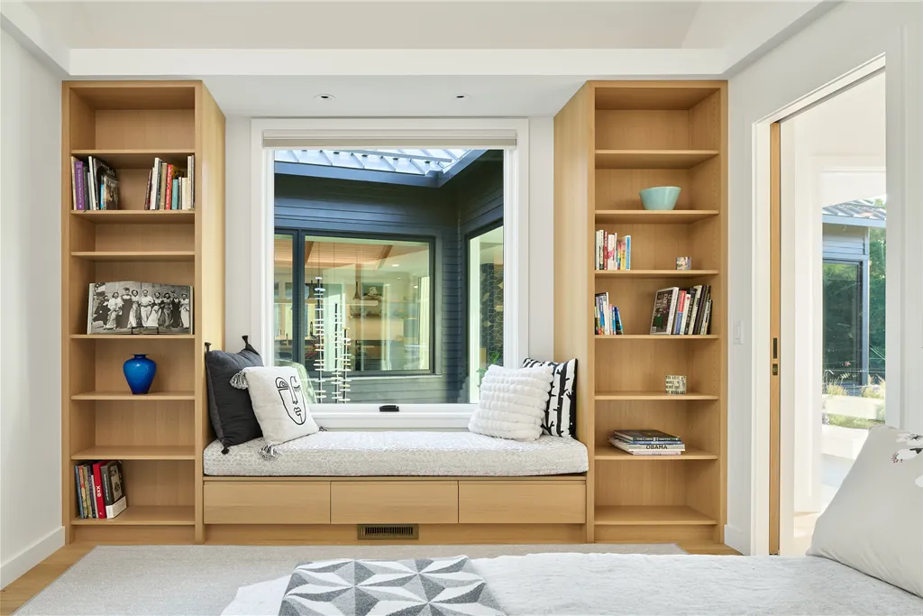Contemporary family room with minimalist design and modern furniture.