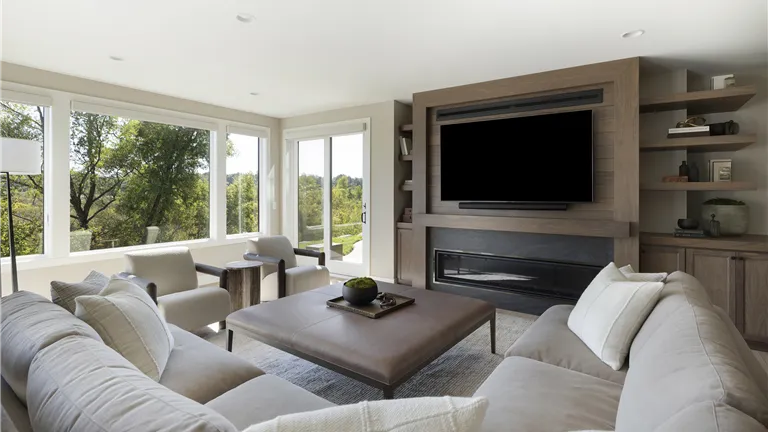 Contemporary luxury living room with modern furniture and minimalist design.