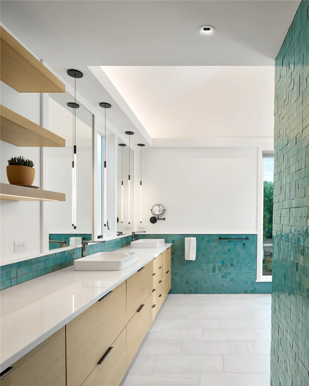 Contemporary minimalist bathroom interior with modern design elements.