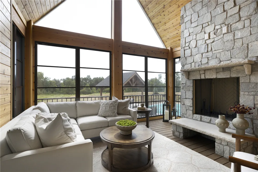Contemporary family room with luxurious furniture and modern design.