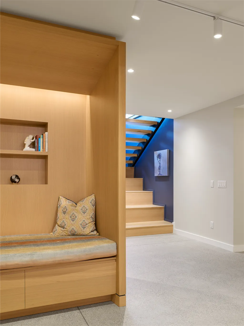 Contemporary minimalist bedroom with luxury design elements.