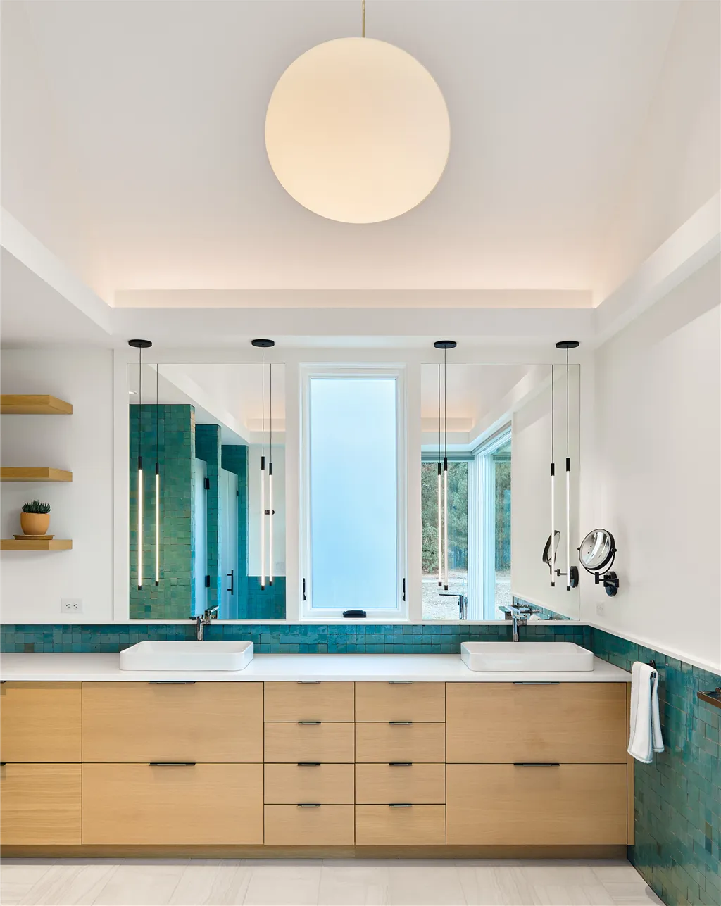 Contemporary luxury bathroom interior with modern design and minimalist features.
